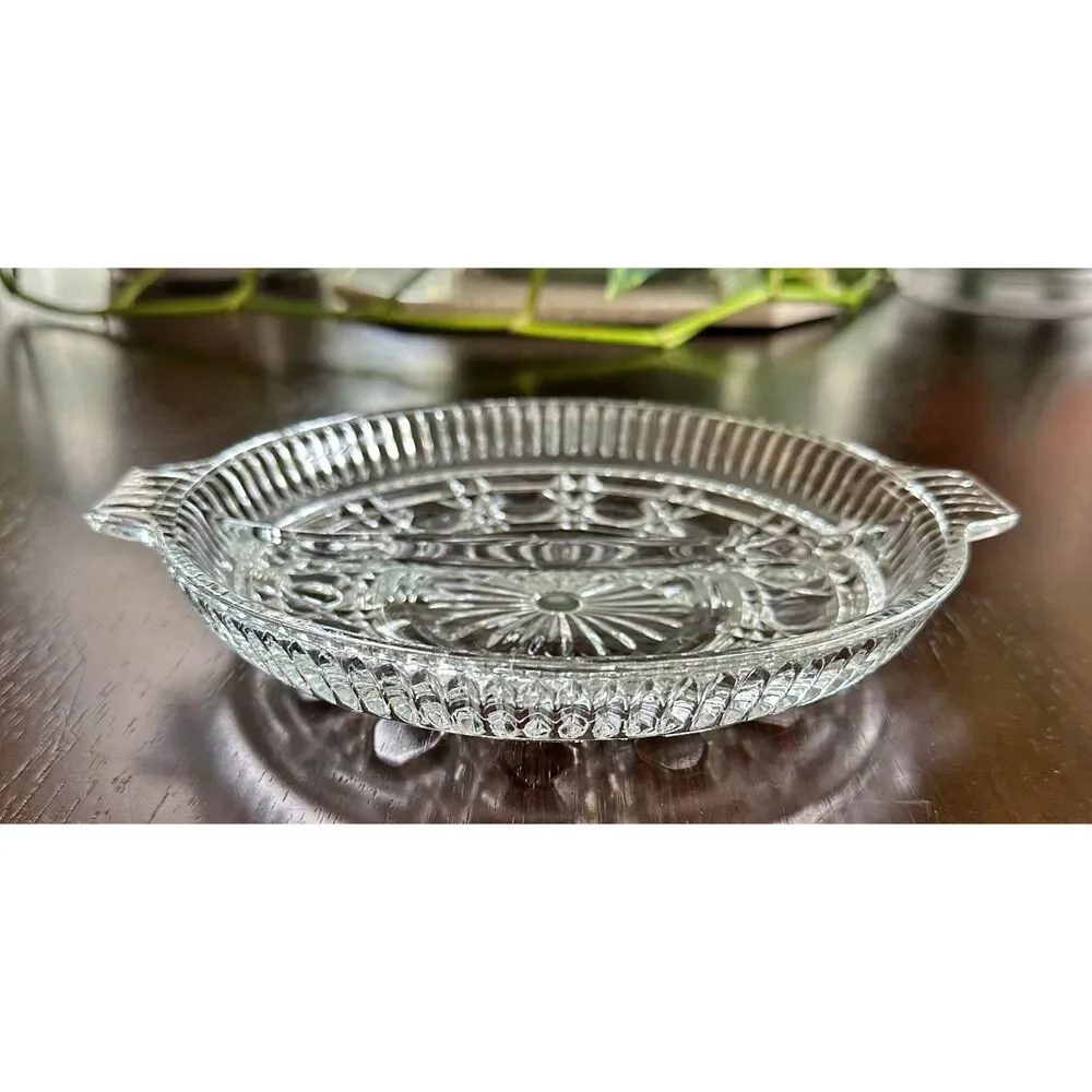 Vtg Federal Glass Company Windsor Divided Relish Dish Mid-Century Early American
